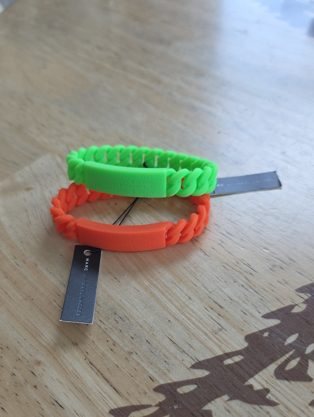 Marc by Marc Jacobs Neon Green & Neon Orange Silicone Link Bracelets